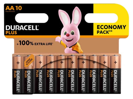 DURACELL - PLUS POWER 100 ALKALINE BATTERY AA LR6 10 UNIT
