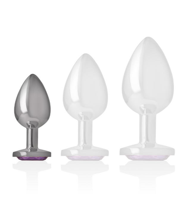 INTENSE - ALUMINUM METAL ANAL PLUG WITH VIOLET CRYSTAL SIZE S