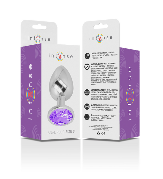 INTENSE - ALUMINUM METAL ANAL PLUG WITH VIOLET CRYSTAL SIZE S