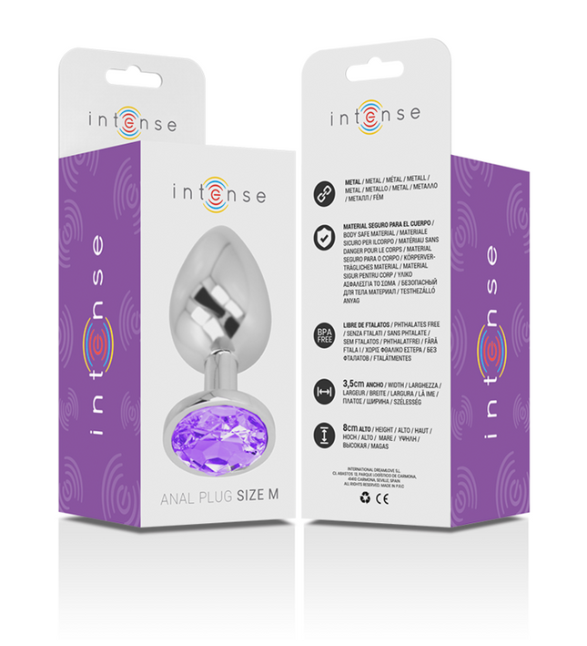 INTENSE - ALUMINUM METAL ANAL PLUG WITH VIOLET CRYSTAL SIZE M