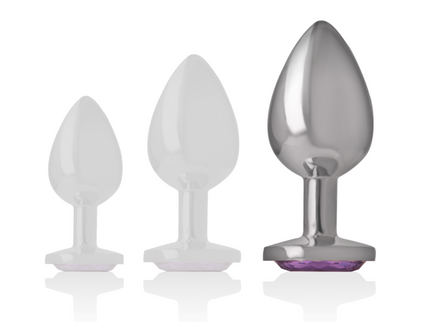 INTENSE - ALUMINUM METAL ANAL PLUG WITH VIOLET CRYSTAL SIZE L