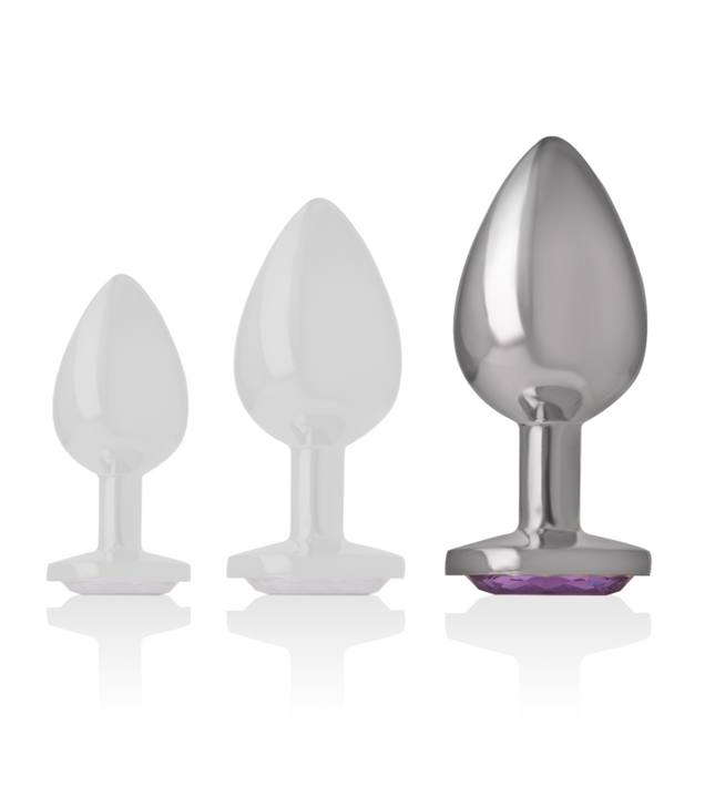 INTENSE - ALUMINUM METAL ANAL PLUG WITH VIOLET CRYSTAL SIZE L