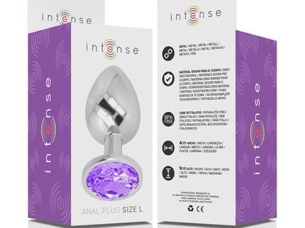INTENSE - ALUMINUM METAL ANAL PLUG WITH VIOLET CRYSTAL SIZE L