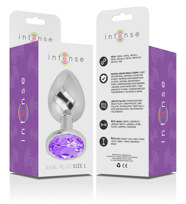 INTENSE - ALUMINUM METAL ANAL PLUG WITH VIOLET CRYSTAL SIZE L