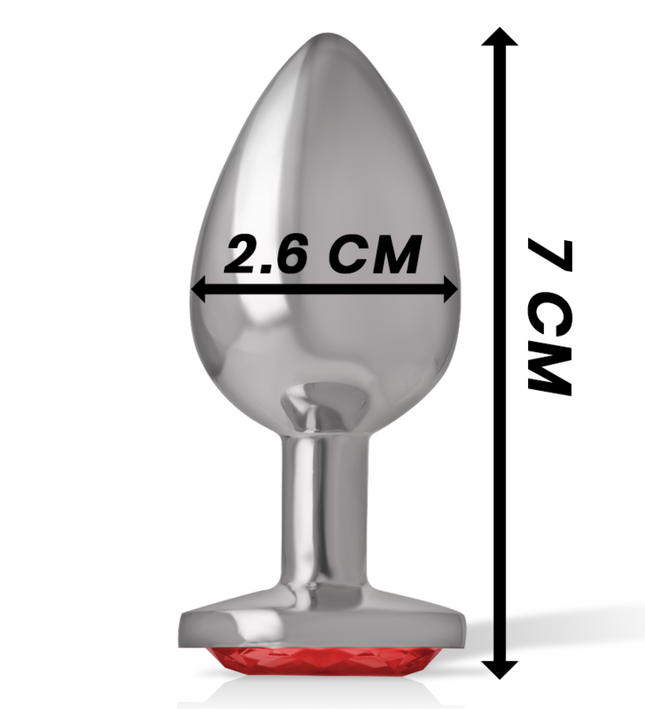 INTENSE - ALUMINUM METAL ANAL PLUG WITH RED CRYSTAL SIZE S