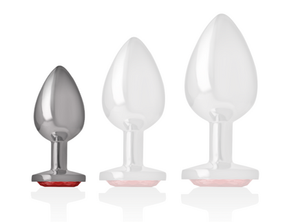 INTENSE - ALUMINUM METAL ANAL PLUG WITH RED CRYSTAL SIZE S