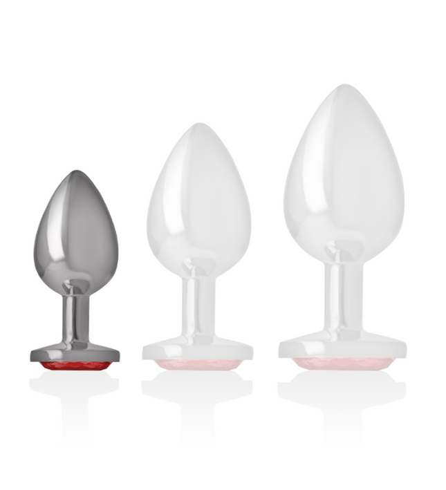 INTENSE - ALUMINUM METAL ANAL PLUG WITH RED CRYSTAL SIZE S