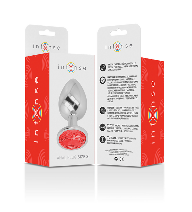 INTENSE - ALUMINUM METAL ANAL PLUG WITH RED CRYSTAL SIZE S
