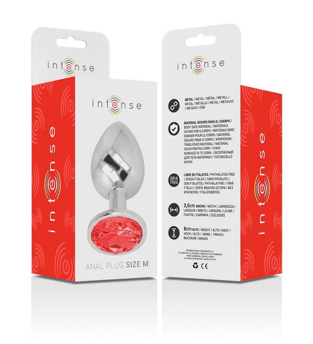INTENSE - METAL ANAL PLUG WITH RED CRYSTAL SIZE M