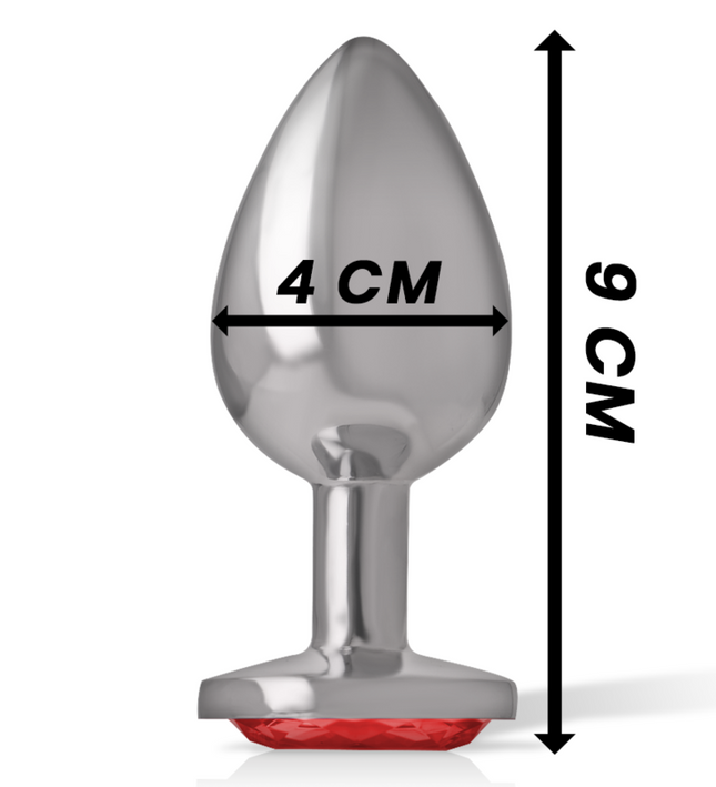 INTENSE - ALUMINUM METAL ANAL PLUG WITH RED CRYSTAL SIZE L