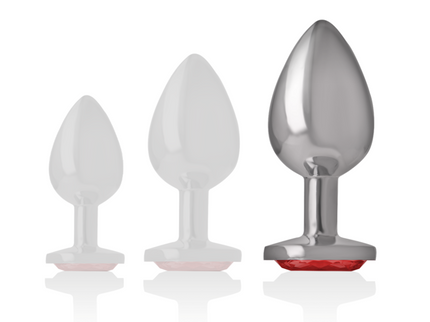 INTENSE - ALUMINUM METAL ANAL PLUG WITH RED CRYSTAL SIZE L