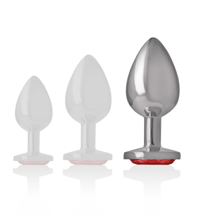 INTENSE - ALUMINUM METAL ANAL PLUG WITH RED CRYSTAL SIZE L