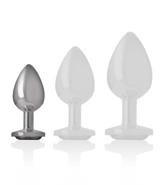 INTENSE - ALUMINUM METAL ANAL PLUG WITH BLACK CRYSTAL SIZE S