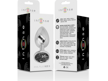 INTENSE - ALUMINUM METAL ANAL PLUG WITH BLACK CRYSTAL SIZE S