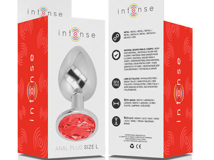 INTENSE - ALUMINUM METAL ANAL PLUG WITH RED CRYSTAL SIZE L