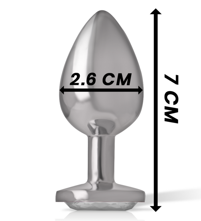 INTENSE - ALUMINUM METAL ANAL PLUG WITH SILVER CRYSTAL SIZE S