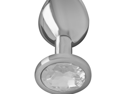 INTENSE - ALUMINUM METAL ANAL PLUG WITH SILVER CRYSTAL SIZE L