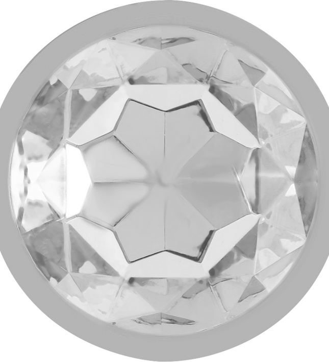 INTENSE - ALUMINUM METAL ANAL PLUG WITH SILVER CRYSTAL SIZE L