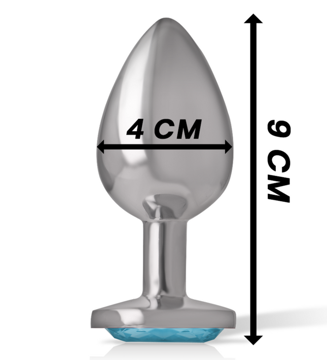 INTENSE - ALUMINUM METAL ANAL PLUG WITH BLUE CRYSTAL SIZE L