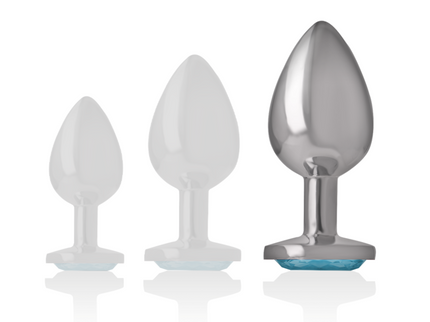 INTENSE - ALUMINUM METAL ANAL PLUG WITH BLUE CRYSTAL SIZE L