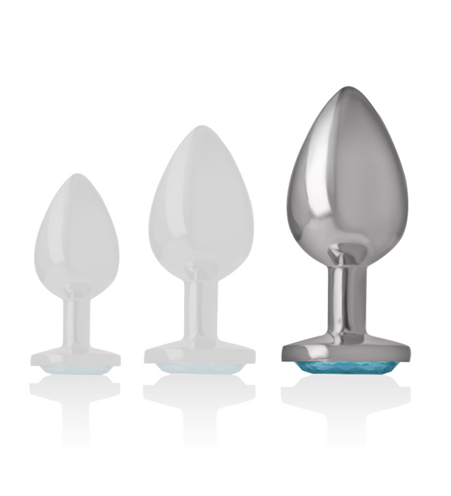 INTENSE - ALUMINUM METAL ANAL PLUG WITH BLUE CRYSTAL SIZE L