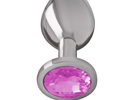 INTENSE - ALUMINUM METAL ANAL PLUG WITH PINK CRYSTAL SIZE S