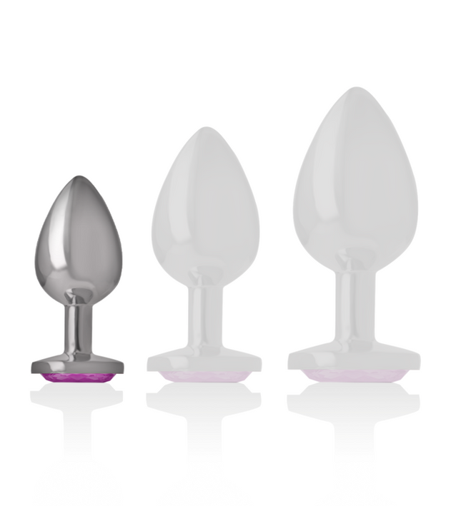 INTENSE - ALUMINUM METAL ANAL PLUG WITH PINK CRYSTAL SIZE S