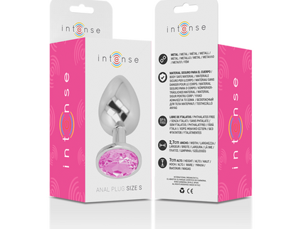 INTENSE - ALUMINUM METAL ANAL PLUG WITH PINK CRYSTAL SIZE S