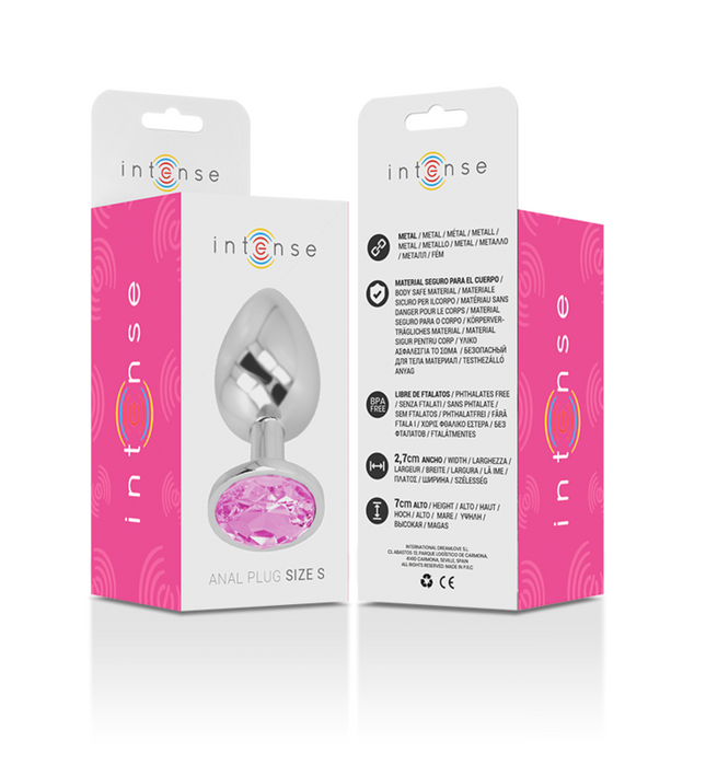INTENSE - ALUMINUM METAL ANAL PLUG WITH PINK CRYSTAL SIZE S