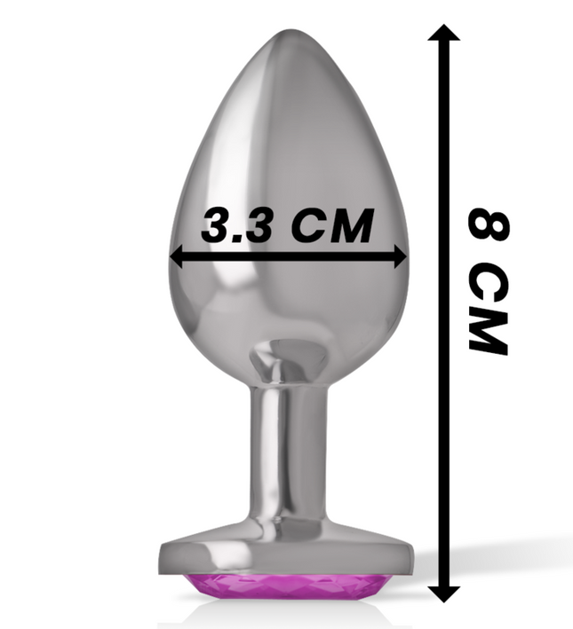 INTENSE - ALUMINUM METAL ANAL PLUG WITH PINK CRYSTAL SIZE M