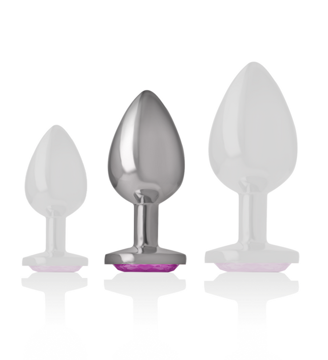 INTENSE - ALUMINUM METAL ANAL PLUG WITH PINK CRYSTAL SIZE M