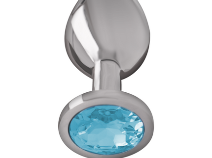 INTENSE - ALUMINUM METAL ANAL PLUG WITH BLUE CRYSTAL SIZE L