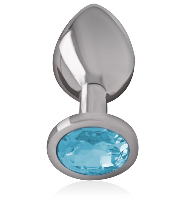 INTENSE - ALUMINUM METAL ANAL PLUG WITH BLUE CRYSTAL SIZE L