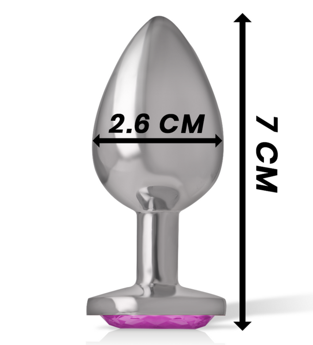INTENSE - ALUMINUM METAL ANAL PLUG WITH PINK CRYSTAL SIZE S