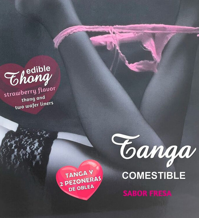 HOTFLOWERS - GIRL WAFER THONG AND 2 NIPPLE PADS STRAWBERRY FLAVOR /es/pt/en/fr/it/