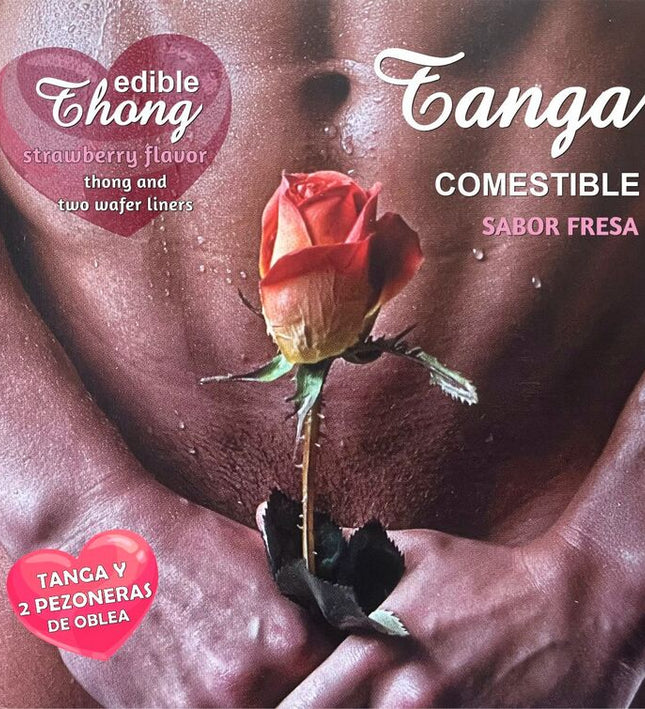 HOTFLOWERS - MEN''S THONG+ 2 STRAWBERRY WAFER NIPPLE /es/pt/en/fr/it/