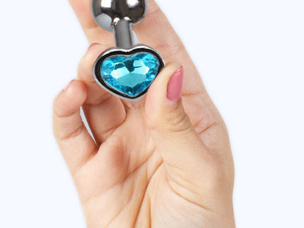 SECRETPLAY - METAL BUTT PLUG BLUE HEART SMALL SIZE 7 CM