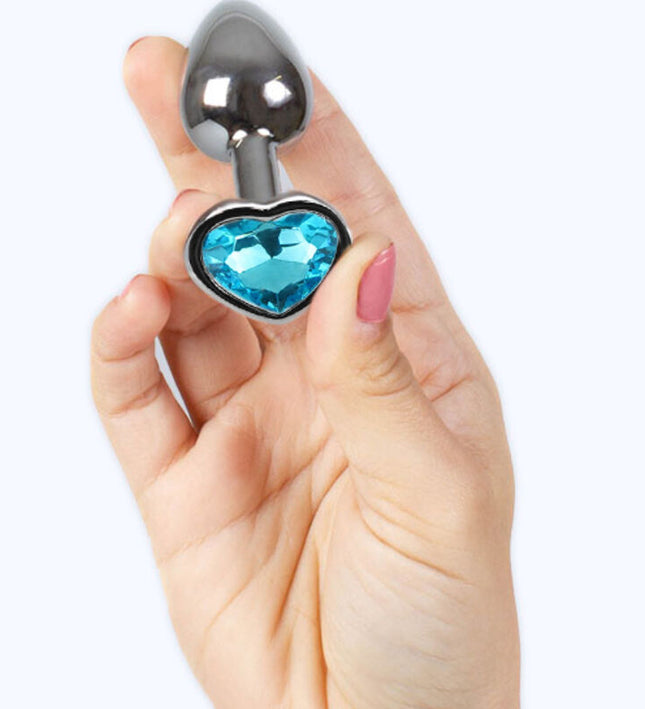 SECRETPLAY - METAL BUTT PLUG BLUE HEART SMALL SIZE 7 CM