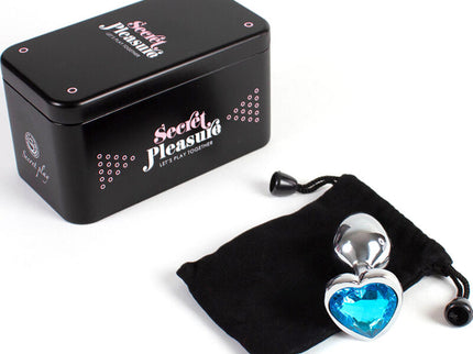 SECRETPLAY - METAL BUTT PLUG BLUE HEART SMALL SIZE 7 CM