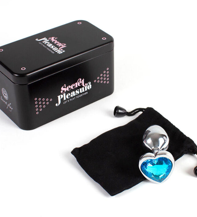 SECRETPLAY - METAL BUTT PLUG BLUE HEART SMALL SIZE 7 CM