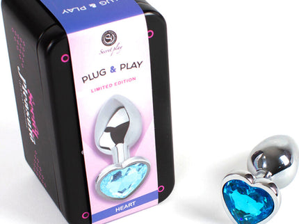 SECRETPLAY - METAL BUTT PLUG BLUE HEART SMALL SIZE 7 CM