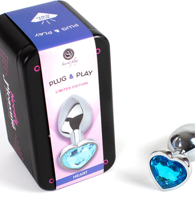 SECRETPLAY - METAL BUTT PLUG BLUE HEART SMALL SIZE 7 CM