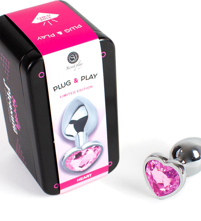 SECRETPLAY - METAL BUTT PLUG FUCHSIA HEART SMALL SIZE 7 CM