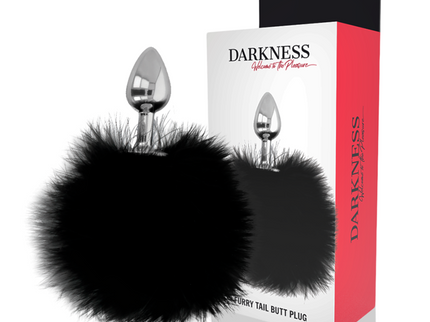 DARKNESS - EXTRA ANAL BUTTPLUG WITH TAIL BLACK 7 CM