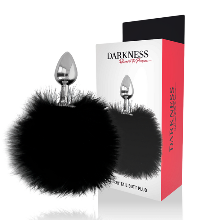 DARKNESS - EXTRA ANAL BUTTPLUG WITH TAIL BLACK 7 CM