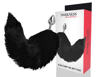 DARKNESS - SILVER ANAL PLUG 8 CM WITH BLACK TAIL