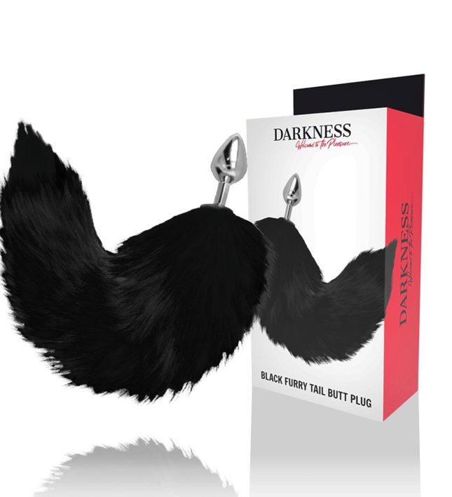 DARKNESS - SILVER ANAL PLUG 8 CM WITH BLACK TAIL