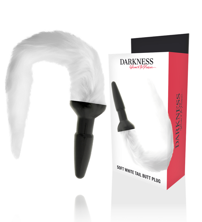 DARKNESS - SILICONE ANAL PLUG WITH WHITE TAIL