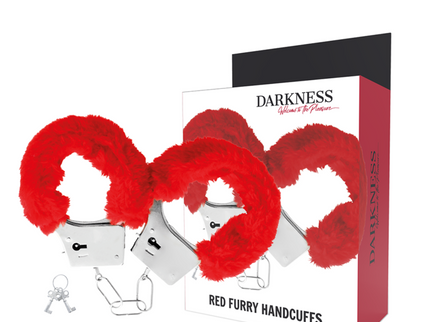 DARKNESS - RED LINED METAL HANDCUFFS