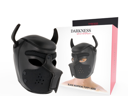 DARKNESS - NEOPRENE DOG MASK WITH REMOVABLE MUZZLE L